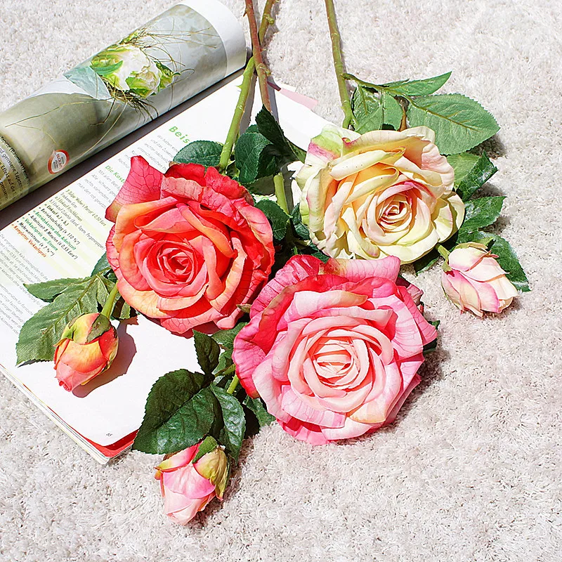 1 pluoštas didelė rožių puokštė vestuvių nuotakos aksesuarai patvirtinimo vazos namų ūkio produktų, pigūs dirbtinės plastikinės gėlės