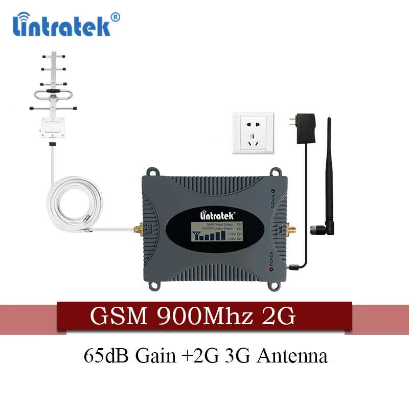 Lintratek 2G GSM Signalo Stiprintuvas 900mhz Korinio ryšio, Kartotuvų 65dB Mobilųjį Telefoną Signalo Stiprintuvas Amplificador+ Yagi Antena Rusija 15
