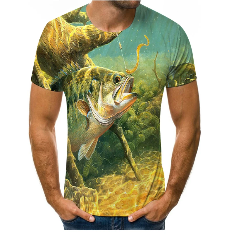 Vandenyno žuvų modelio vyriški ir moteriški marškinėliai Harajuku vientisos spalvos 3D spausdinimo t-shirts žvejybos įdomus vyriški marškinėliai