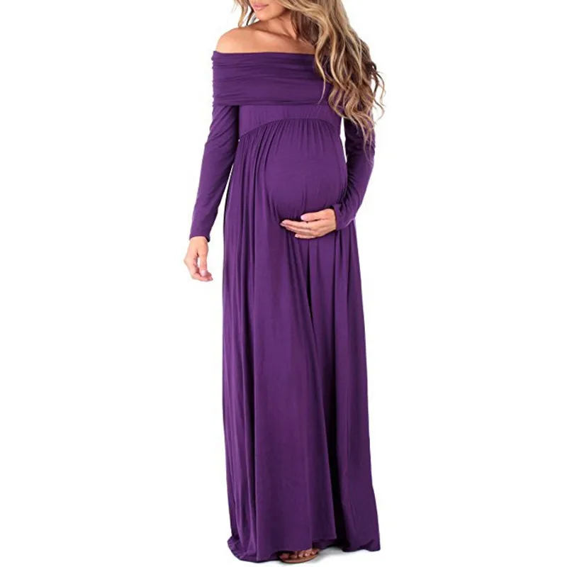 Motinystės Drabužiai Pavasarį, Rudenį Nėščių Moterų Suknelė Atsitiktinis Seksualus Motinystės fotografija rekvizitai suknelė Shoulderless nėščia suknelė