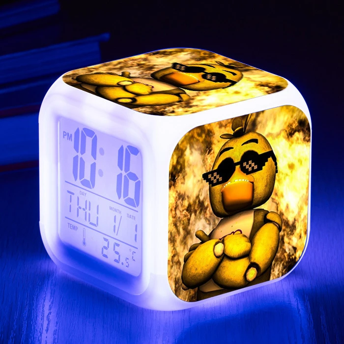 Penkios Naktys Fredis LED Laikrodis-Žadintuvas Spalvinga Flash Šviesos Laikrodis FNAF Fredis Pvc Lėlės Modelio Juokingi Žaislai Vaikas Berniukas Gimtadienio Dovana