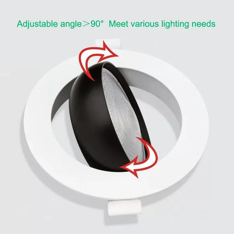 Ultra-plonas pasukti COB LED downlight dėmesio 3W5W7W9W12W15W pritemdomi įterptųjų LED downlight lubų šviesos AC85-265V