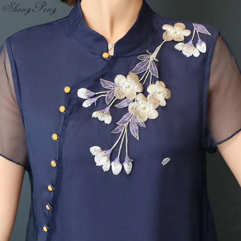 Naujas Qipao Ilgai Cheongsams Suknelė Kinų Tradicinė Suknelė Plius Dydis Vasaros Gėlės Vintage Suknelė Rytų Rūbeliai V922