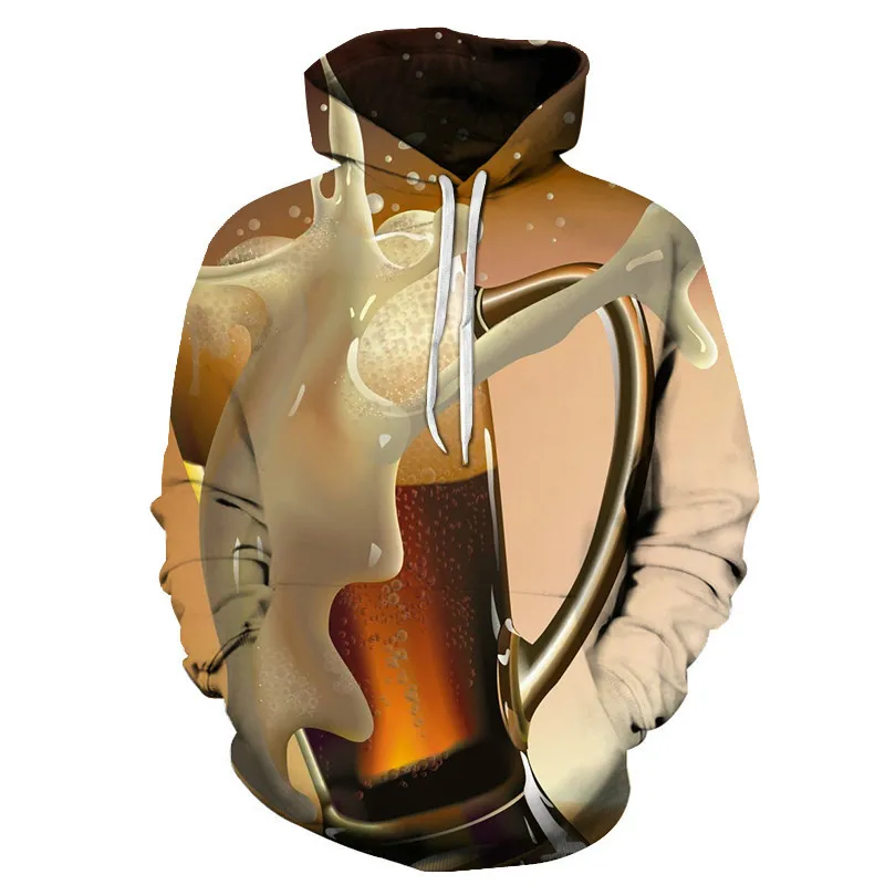Nauja vyrų ir moterų 3D hoodies, palaidinės išspausdintas su ilgomis rankovėmis mados, alaus spausdinti, didelio dydžio savaiminio karšto drabužiai
