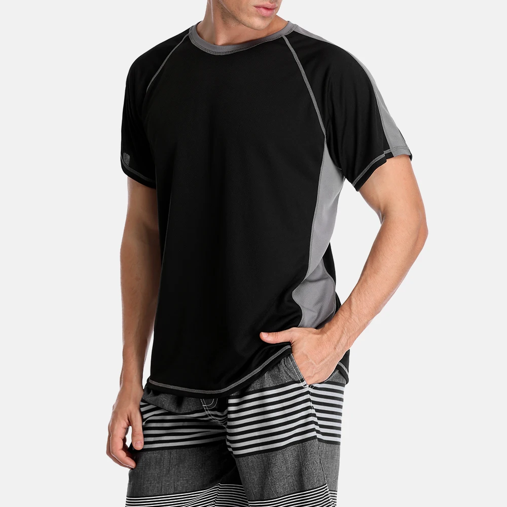 Attrac Vyrų Rashguard Dry-Fit Trumpą Marškinėliai Banglenčių Kostiumas Vyrams Nardymo Marškinėliai UV-Apsauga, Bėrimas Apsaugas Viršuje UPF 50+ Kratinys Paplūdimio Drabužiai