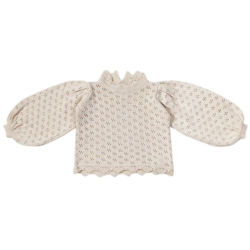 Rudenį ir žiemą mergaičių nėrinių tuščiaviduriai megztiniai megztinis dugno džemperis vaikams megztinis viršuje medžiaga