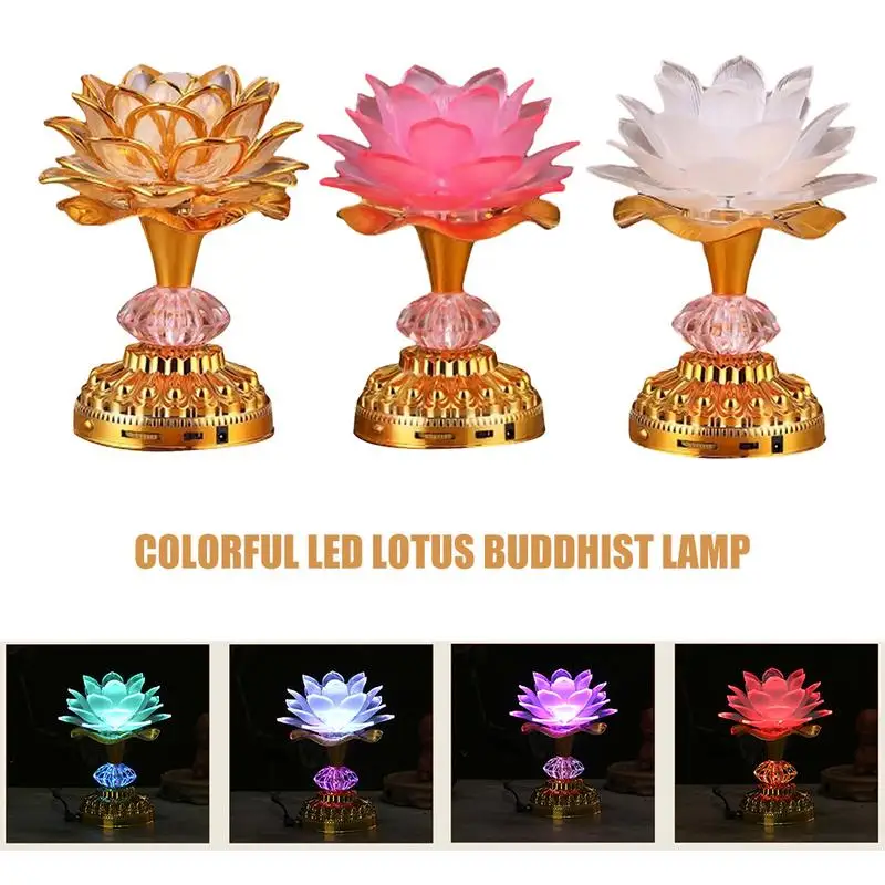 Lotoso Gėlė, Žibintai Buda Ryškios Lempos LED Spalvinga Šviesos Lotus Žibintai Buda Malda Mašina Deivė Budistų Muzikos MUS PLUG