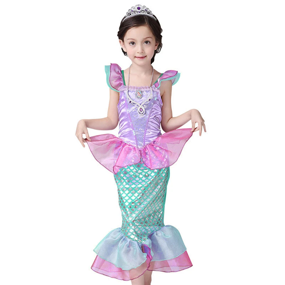 Merginos Undinėlė Arielis Princesė Dress Cosplay Kostiumai Vaikams Baby Girl Mermaid Dress Up Rinkiniai Vaikams Helovinas Drabužiai.