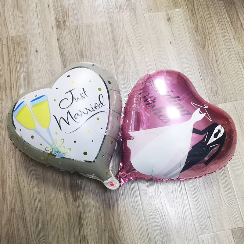 10vnt Romatic Širdies Formos Tik Ištekėjusi Nuotaka Jaunikis Folija Balionas Aliuminio Ballon Valentino Diena Vestuvės Dekoro Nuotrauka