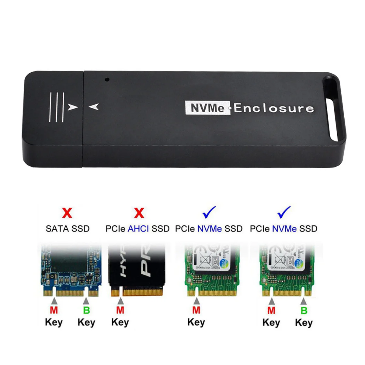USB 3.1 Gen2 10Gbps, kad NVME PCI-E-M-Key Kietojo Disko Išorinis Talpyklos 2230/2242mm
