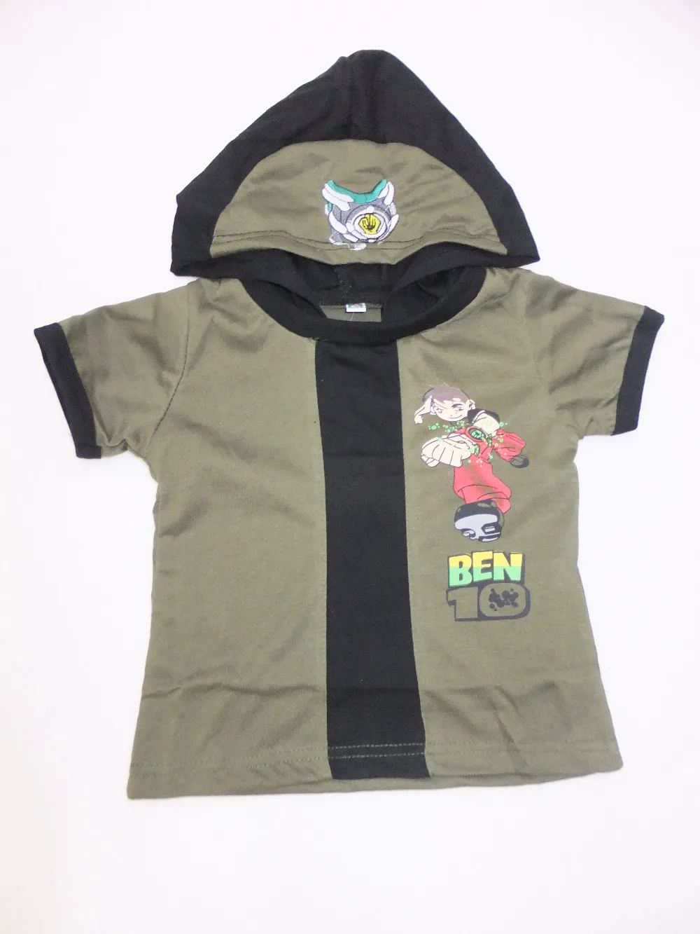 Armijos žalioji trumpomis rankovėmis, medvilnės BEN-10 Cosplay Baby kid drabužius 2 kostiumą drabužių Vaidmenų Berniukas laisvalaikio drabužiai
