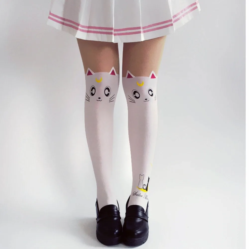 VEVEFHUANG Karšto Anime Sailor Moon Cosplay Kostiumas Moterims Luna Katė Kojinės Pėdkelnės Šilko Pėdkelnės, Blauzdinės, Kojinės Juoda Ir Balta