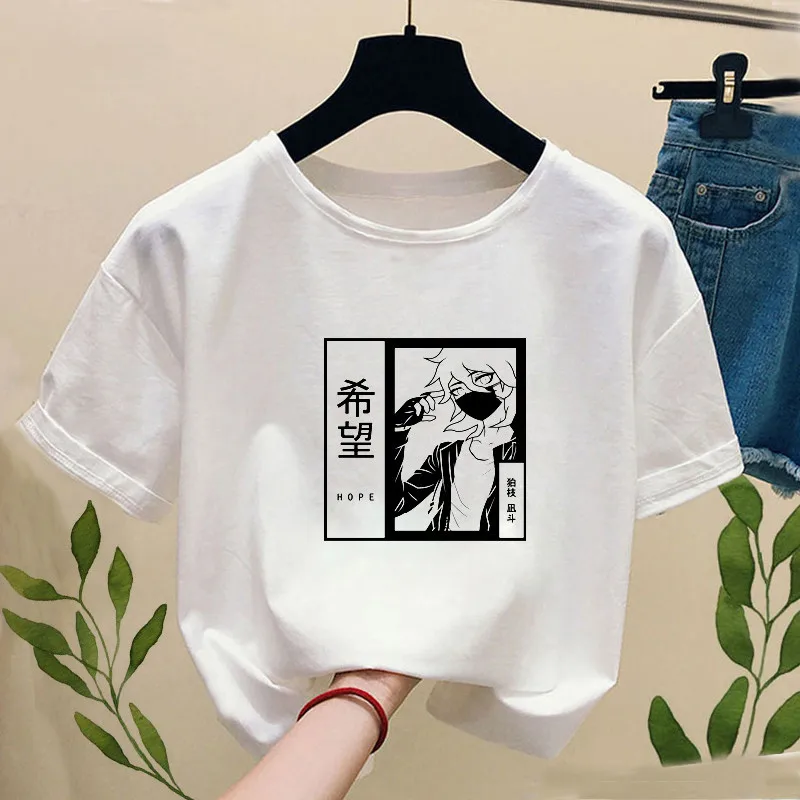 Janpan Anime Kokichi Oma T-marškinėliai su Spausdinimo Moterų Mados Tiesos ir Melo Žaidimą Juokingi Grafinis Tee Marškinėliai Atsitiktinis trumpomis Rankovėmis Viršūnes