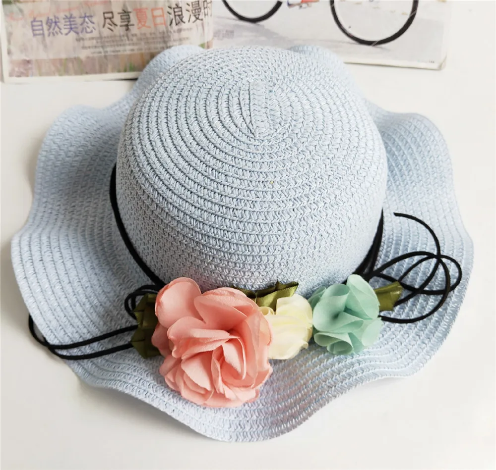 Vasarą Mama & Mane Paplūdimio gėlių Skrybėlę Paprasta Banguoti didelis kraštais šiaudų skrybėlę Fėja Gėlių Paplūdimys Skrybėlės Tėvų-vaikų sunhat