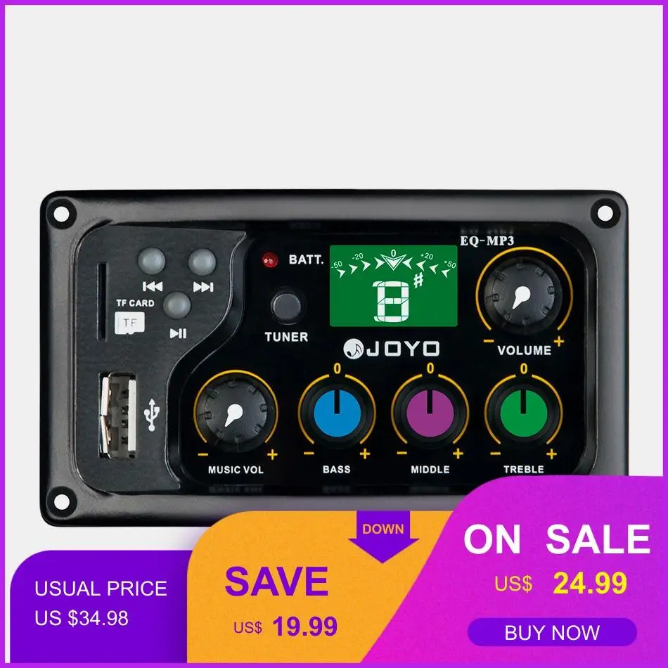 JOYO EQ - MP3 LCD Skaitmeninis 3 Band EQ Pikapas Preamp su MP3 ir Imtuvo Funkcija, LCD Ekranas Bass Viduryje Aukštų Volune Reguliuoti