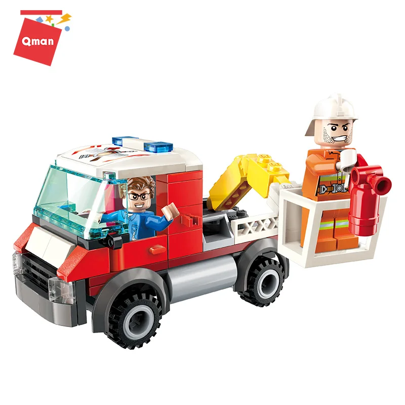 Qman 422pcs Priešgaisrinės Gelbėjimo Sunkvežimiai Automobilių sraigtasparnis Blokai suderinama Miesto Ugniagesiai Plytos vaikų Žaislas Kalėdų