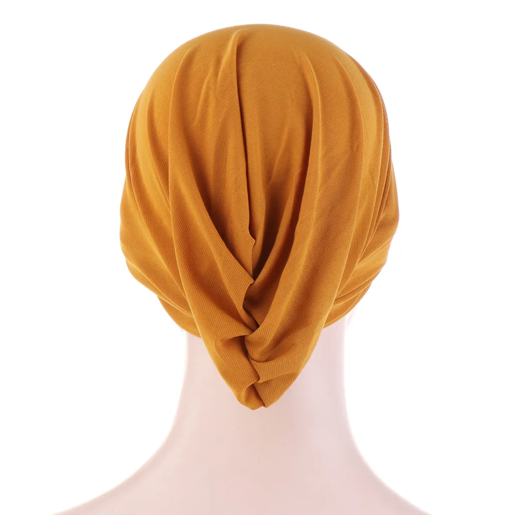 Helisopus Naujas Kaktos Kryžiaus Musulmonų Turbaną Gryna Spalva Ruožas Medvilnės Vidinį Hijabs Moterų Chemo Beanie Skrybėlių Plaukų Aksesuarai