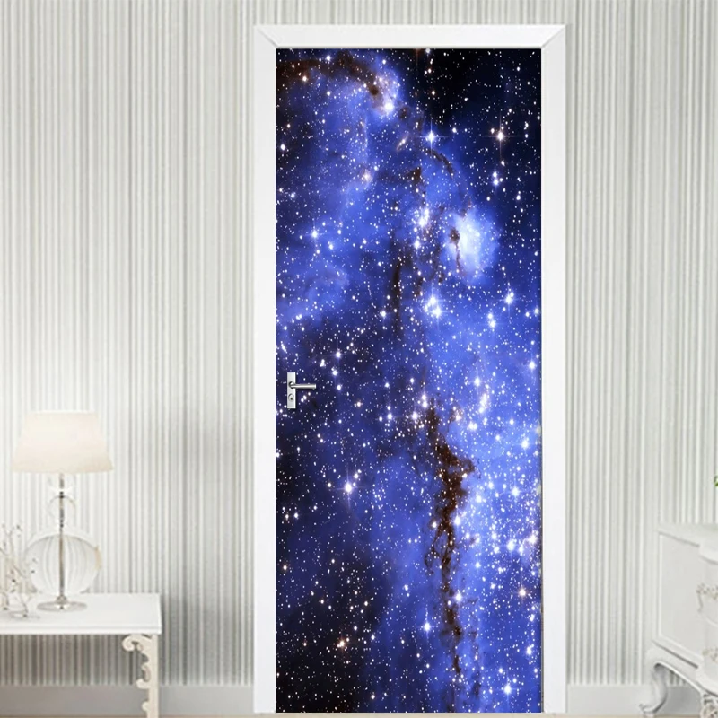 Gražus Galaxy Žvaigždėtas Dangus Durys, Sienos Lipdukas lipnios Vandeniui Tapetai, Lipdukai Namų Dekoro Durys, Sienos Lipdukas Plakatas