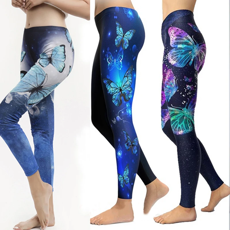 Prekių ženklų Moterų Mados Legging Drugelis 3D Spausdinimo leggins Plonas Aukštos Juosmens Antblauzdžiai Moteris Kelnės
