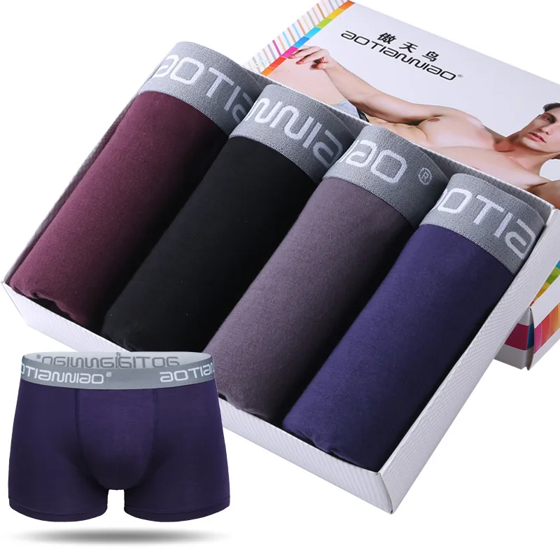 4 dovanų dėžutės nauji vyriški apatiniai modalinis kvėpuojantis liemens kelnaites plonas u išgaubti seksualus kelnes XL