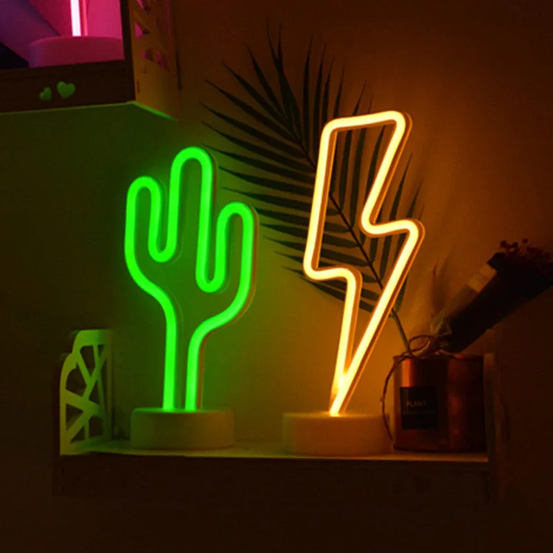 LED Neon Naktį Šviesos Ananasų Kaktusas Formą su dangčiu Baterija Stalo Lempa, vaikų kambario atostogų