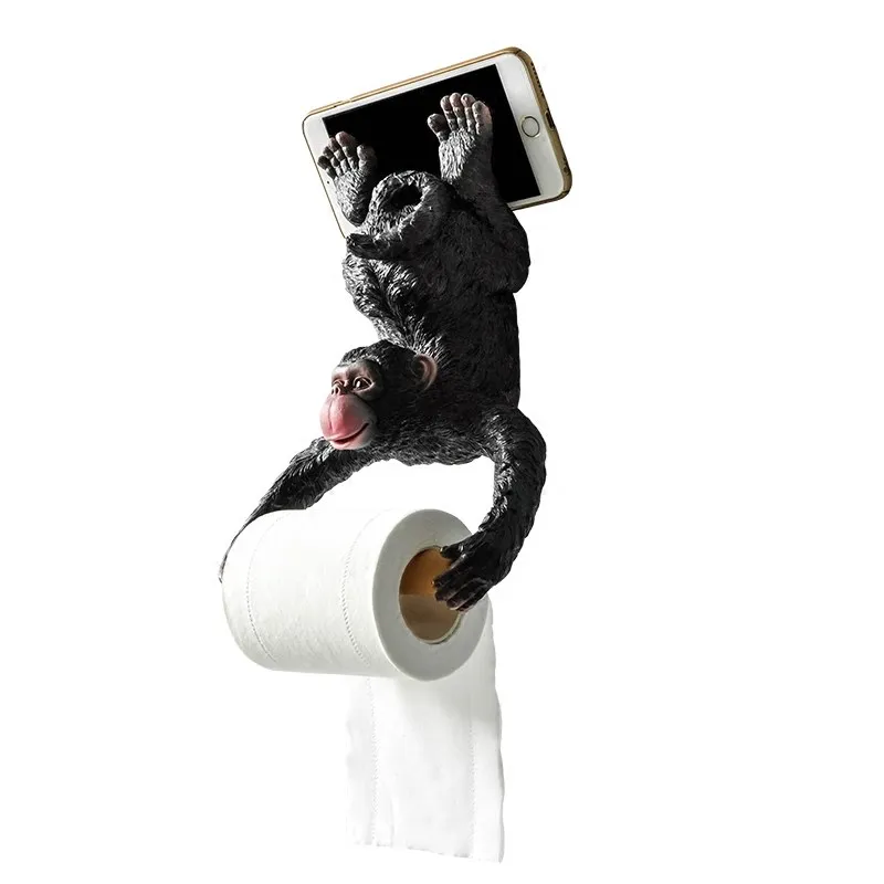 Vonios kambarys beždžionė audinių laikiklis Roll turėtojas Tualetinio popieriaus laikiklį Dervos vandeniui atsparaus popieriaus laikiklis prie sienos kabinti Europos stiliaus Derva