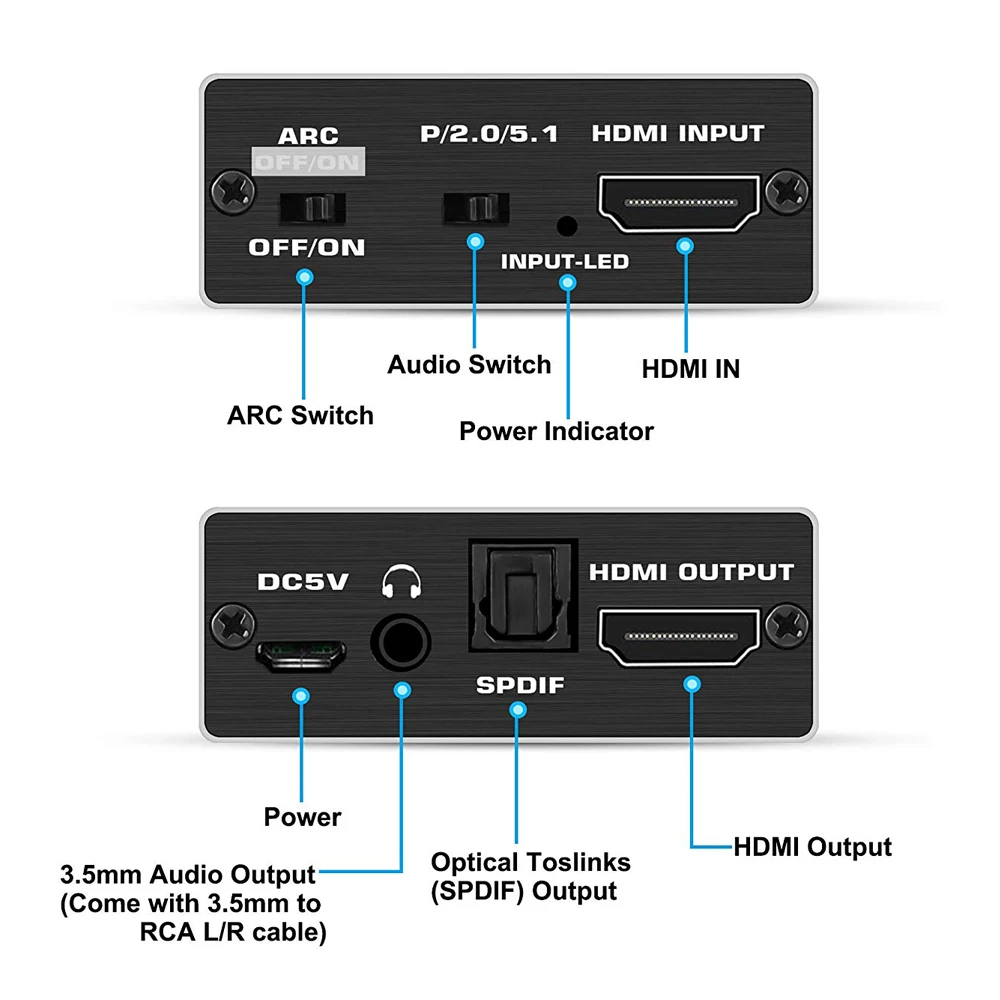 2020 18Gbps 2.0 HDMI Audio Extractor 4K 60Hz HDMI, RCA L/R) Adapteris HDR HDMI Audio Converter 4K HDMI Optinis TOSLINK SPDIF