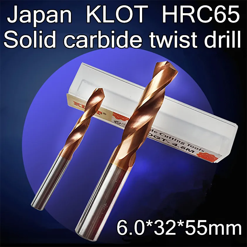 6.0*32*55mm 2vnt/komplektas Japonija KLOT HRC65 danga Kieto karbido twist drill tvarkymo Kietumas 65 laipsnių šių medžiagų