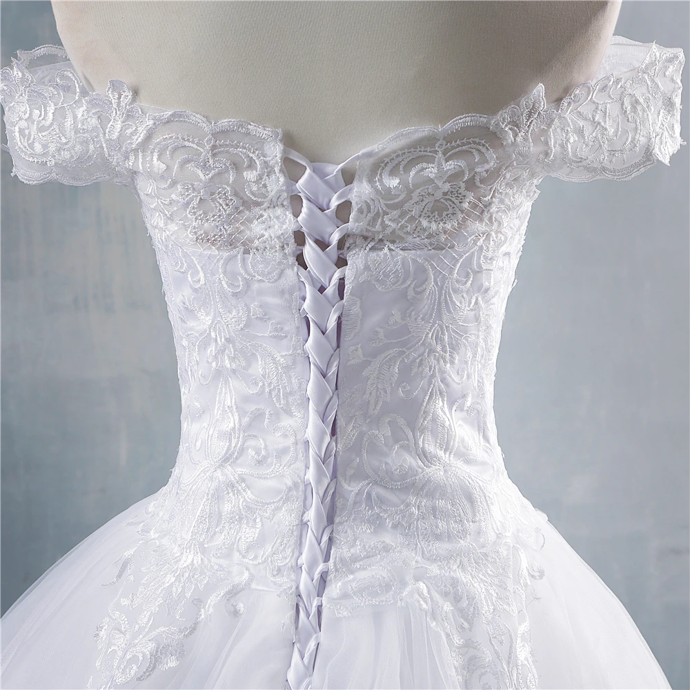 ZJ8150 2019 2020 naujas Baltos spalvos Dramblio kaulas nuo Peties Moterų Suknelė Paprasta Princesė Vestuvių Suknelės brides Nėriniai