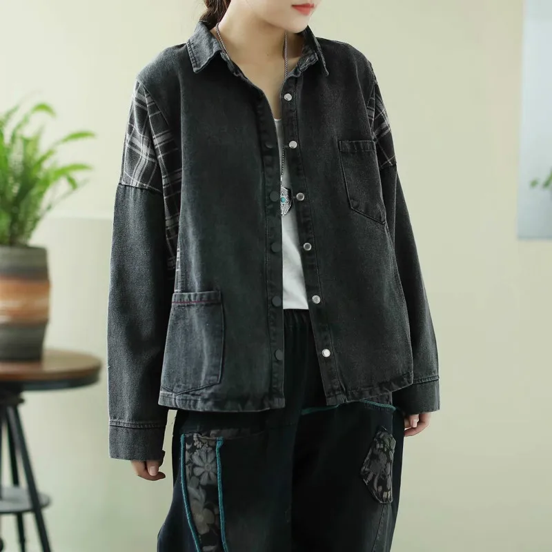 Max LuLu Korėjos Stiliaus Streetwear 2020 M. Rudens Mados Dizaineris Ponios Džinsai Švarkai Negabaritinių Pledas, Paltai Moterims Vintage Drabužių