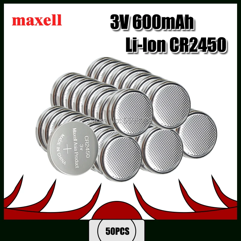 50pcs Originali Maxell CR2450 CR 2450 3V Ličio Monetos žiūrėti Raktų Žiedai Baterija Baterijos swatch žiūrėti 