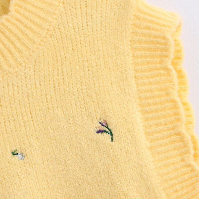 2020 moterų mados apvalios apykaklės gėlių siuvinėjimas geltona mezgimo megztinis moteriška atsitiktinis puloveriai prabangus laisvalaikio Džemperis viršūnes S251