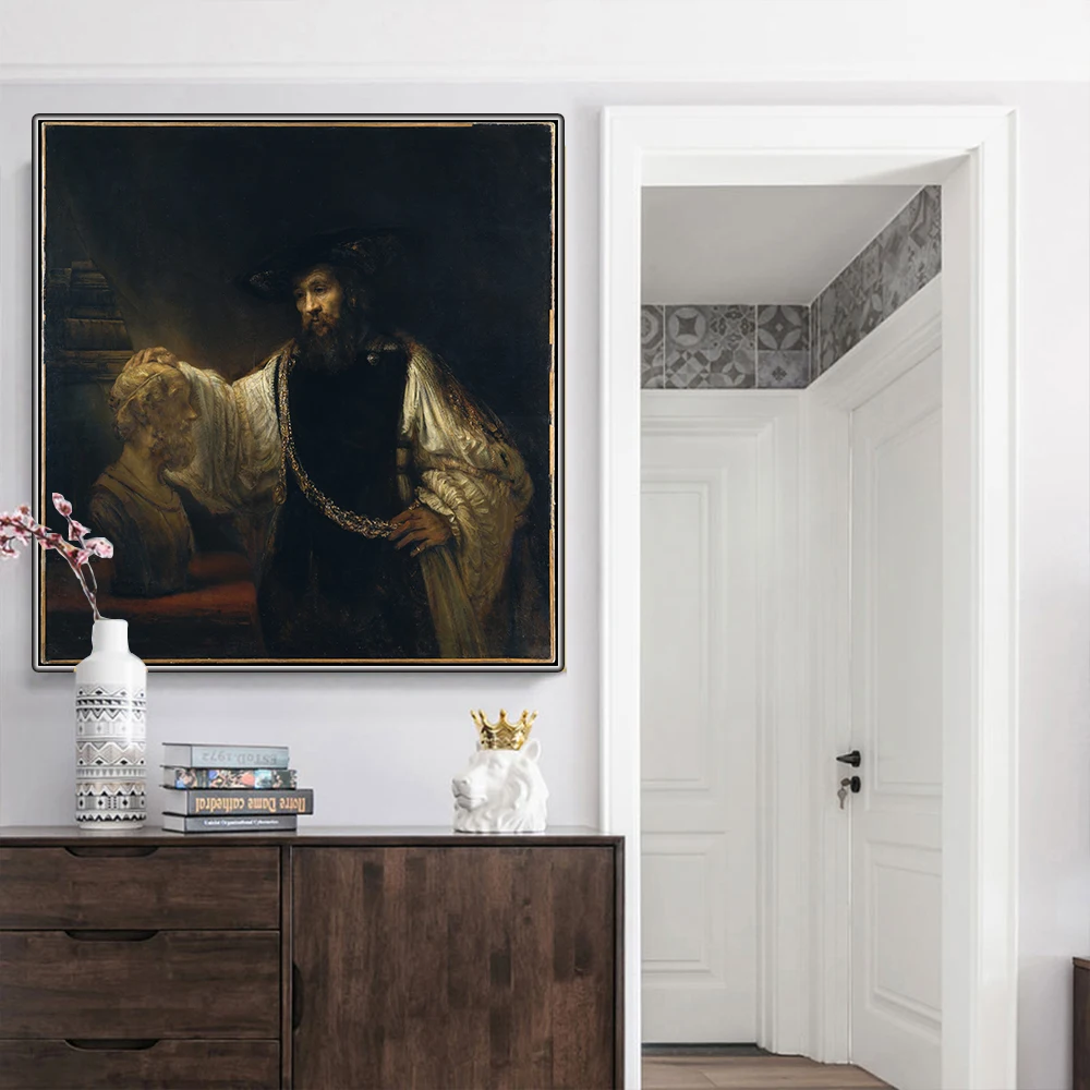 Citon Drobės Rembrandt《Aristotelio su Biustas Homeras》Meno Aliejaus tapybos Kūrinys Plakato Nuotrauką Šiuolaikinės Sienų dekoras Namų Puošybai