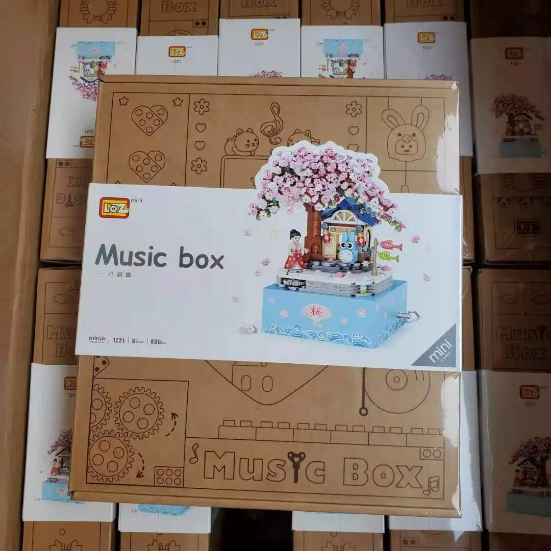 LOZ Blokai Beaustiful Pilis Statybinės Plytos Pavasario Sakura su Music Box Žaislas Vaikams, Dovanos, Žaislai Vaikams, Merginos Pateikti 1221