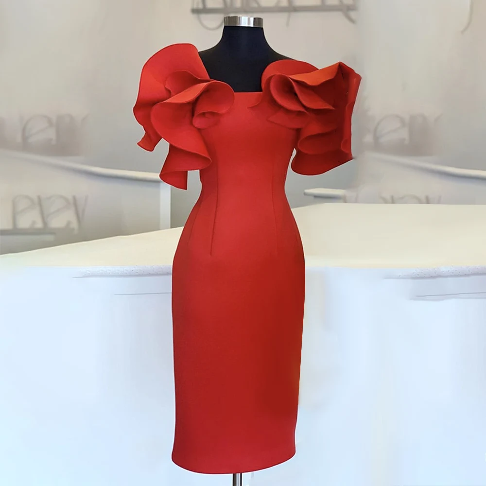 Moteris Raudona Bodycon Suknelės Raukiniai Stilingas Šalies Atveju Midi Suknelė Elegantiškas Plonas Vestido Afrikos Datą Švęsti Proga Rūbeliai