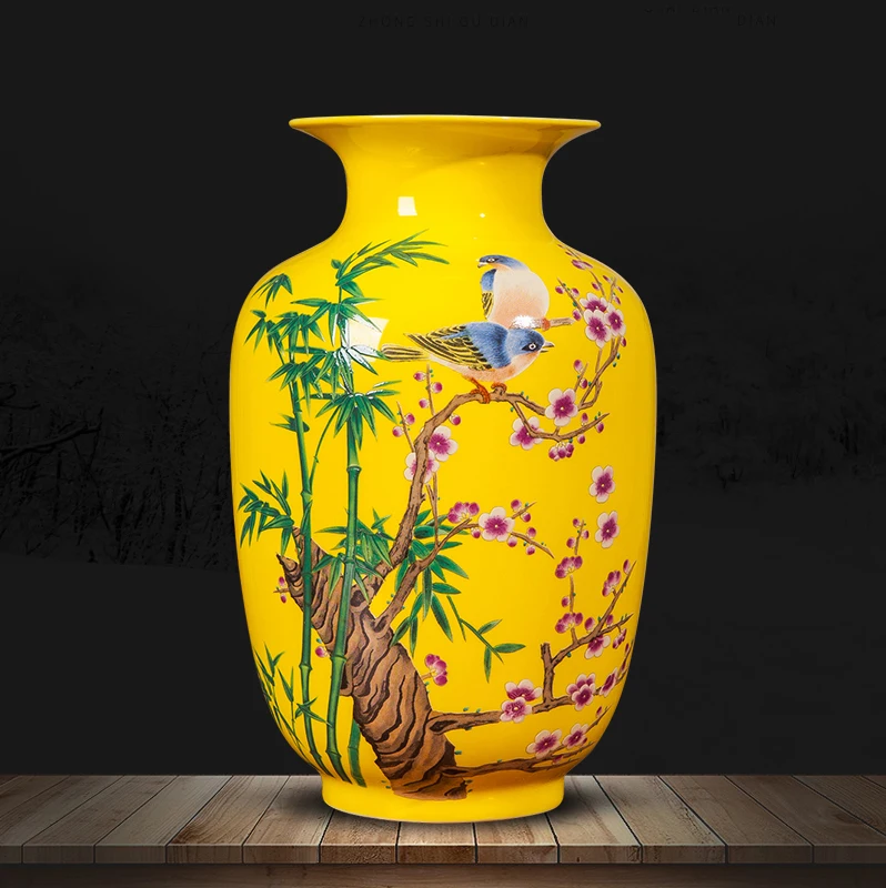 Jarras em amarelo Vaza Keramika Geltona Vaza Jingdezhen Gėlių вазы Apdailos Kinų Vazos Kambarį Namų Puošybos Amatus