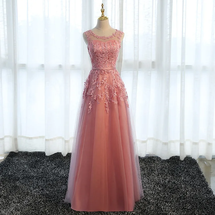 Grožis-Emily Ilgas Elegantiškas Bridesmaid Dresses 2020 Nėriniais, O ant Kaklo Vestuvių Svečių Tiulio Suknelė Vestuves Chalatai Moters Plius Dydis