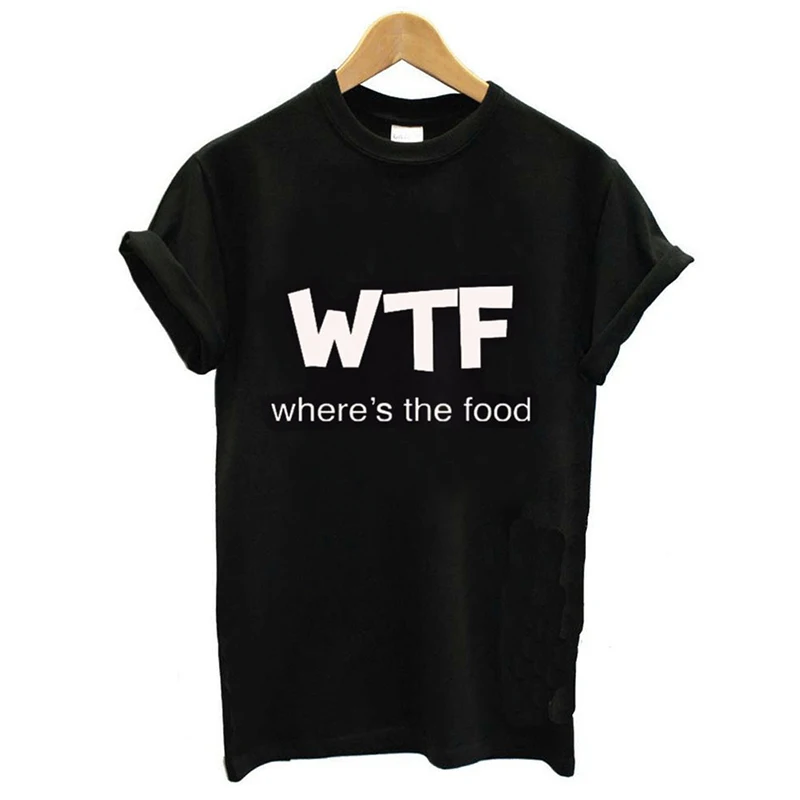 Lūs Los WTF, Kur yra Maisto Laišką Atspausdinta Marškinėliai Moterims trumpomis Rankovėmis O Kaklo Laisvus Marškinėlius Vasaros Mados Moterų Marškinėliai, Topai