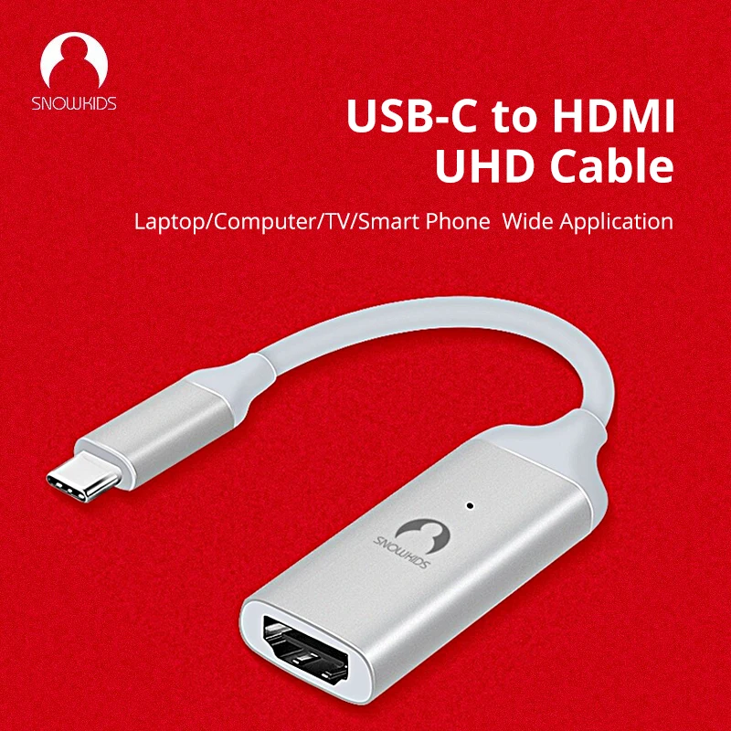 Snowkids USB C-HDMI Konverteris Nešiojamieji c Hub Male HDMI Female Adapter Macbook 