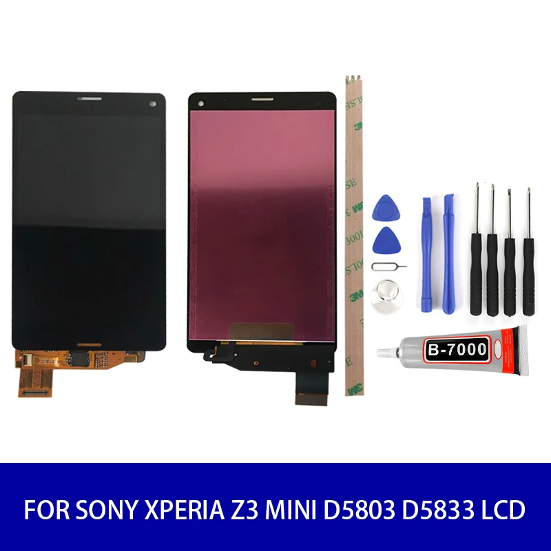 SONY Xperia Z3 mini D5803 D5833 LCD Ekranas su Jutikliniu Ekranu, skaitmeninis keitiklis Asamblėja