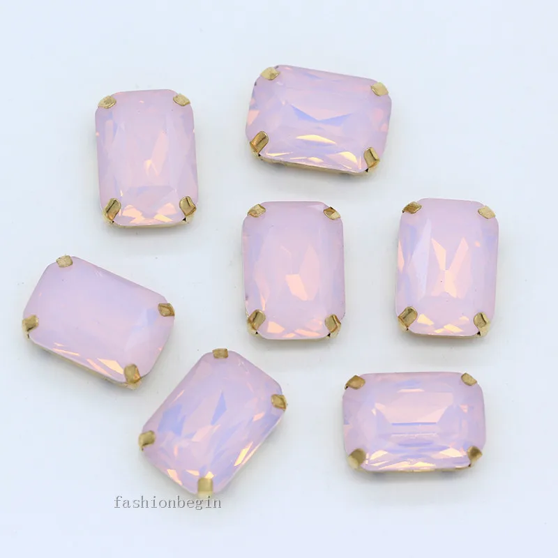 12p 8x10/10x14/13x18mm stačiakampio balta/žalia/mėlyna/rožinė opal siuvimo Drabužis-Suknelė kristalų diamante kalnų krištolas papuošalai, aukso bazės