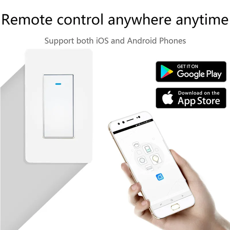 JAV Standarto Mygtuką Įjungti WiFi Smart App Nuotolinio Valdymo Switchs Suderinama Alexa 