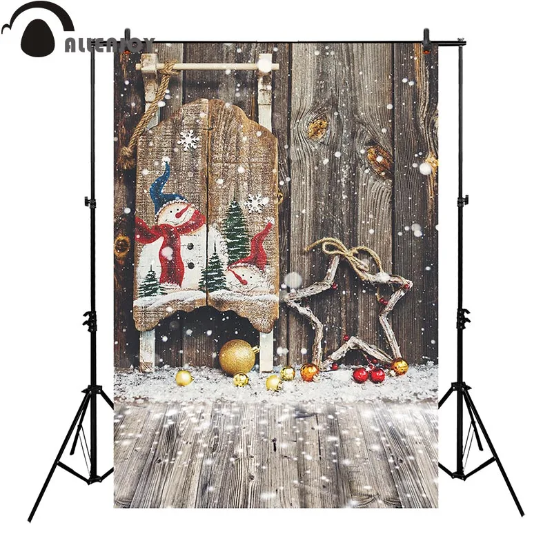 Allenjoy fonas foto studija Kalėdų sniego žmogus medienos bokeh derliaus fone profesinės photocall pritaikyti spausdinti