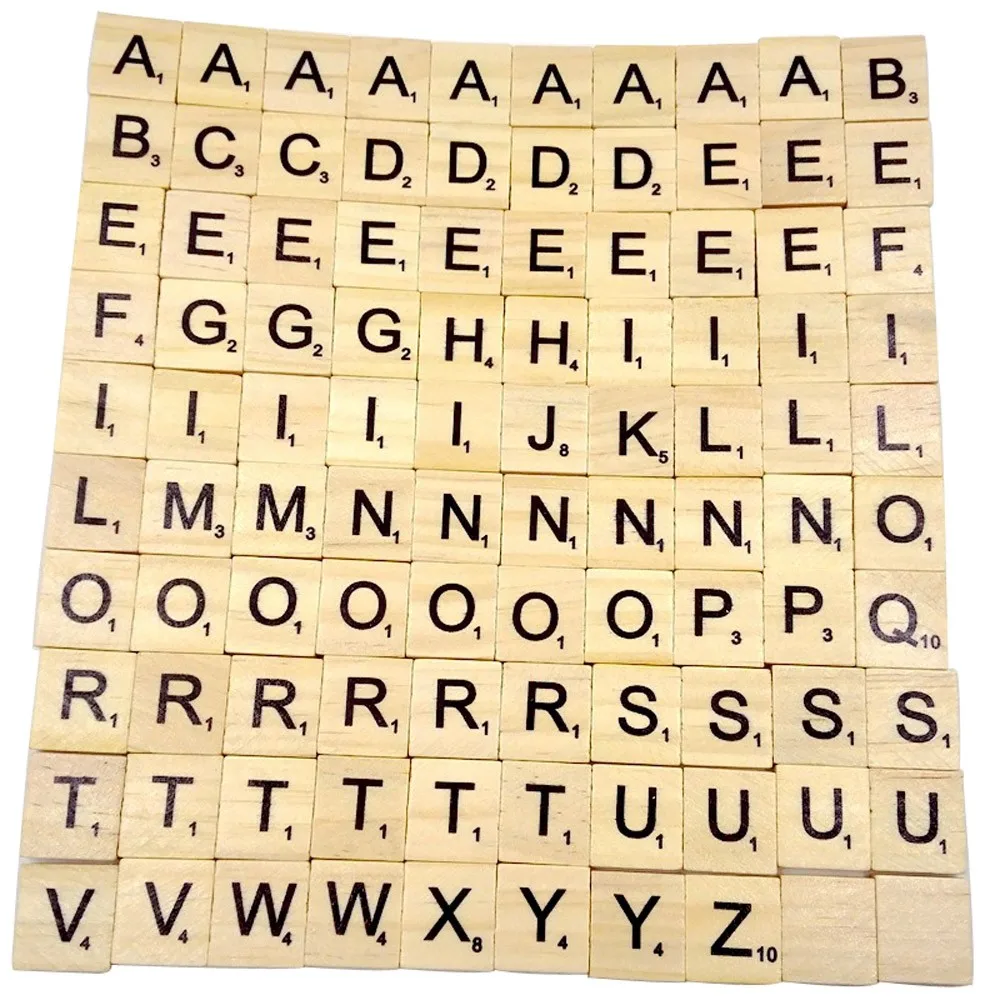 100 Medinių Scrabble Plytelės Juoda Raidžių Skaičius Amatų Medienos Abėcėlių Vaikams Smagu Žaisti Žaidimą baby berniukas ir mergaitė žaislas