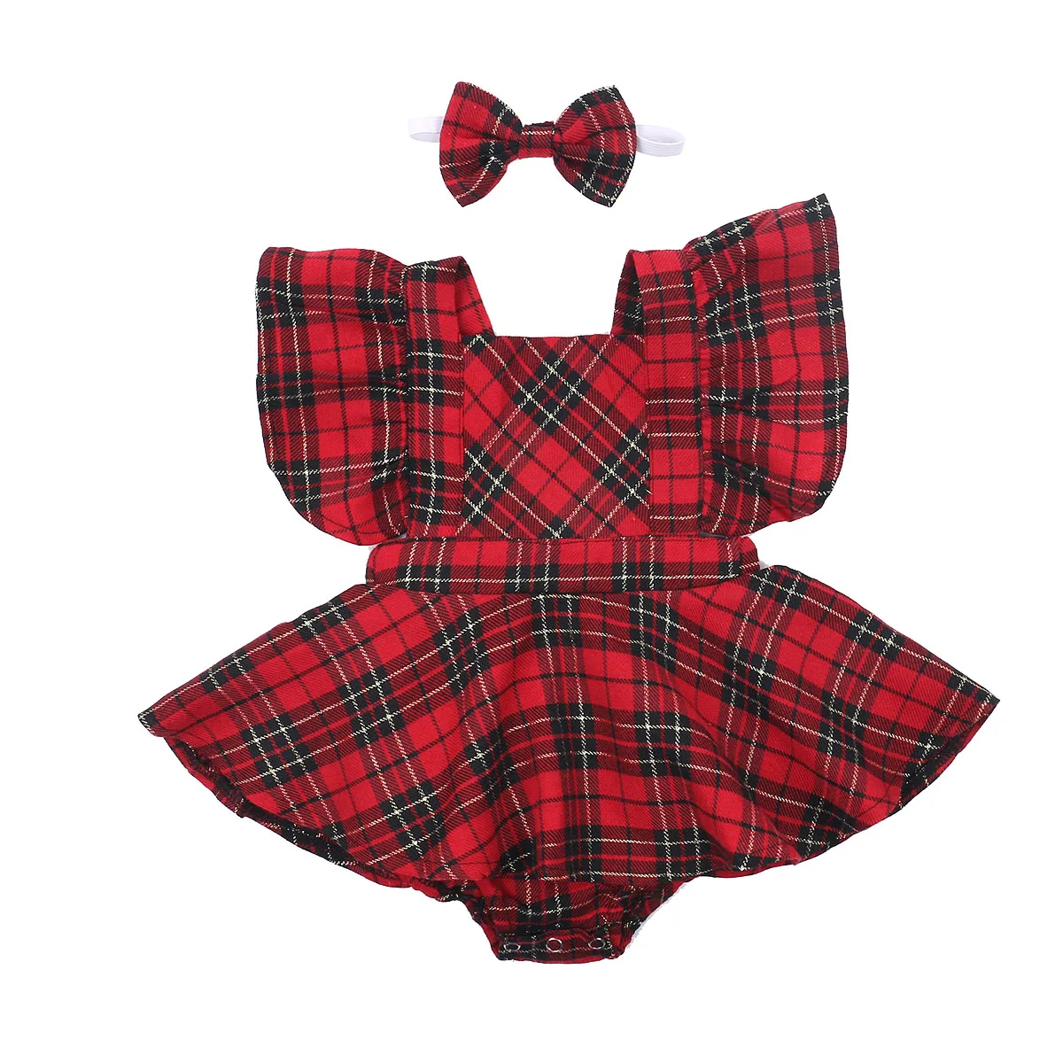 Kūdikiams, Vaikiška Vaikams Baby Girl Dress Raudonos spalvos Pledas Prarasti Atsitiktinis Princesė Šalies ilgomis Rankovėmis Suknelės, galvos Apdangalai 0-24M Naujagimių Drabužiai