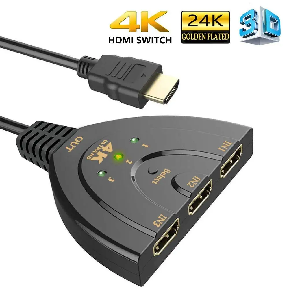 HDMI Splitter 3 Port HDMI Switch 1.4 b 4K Switcher 