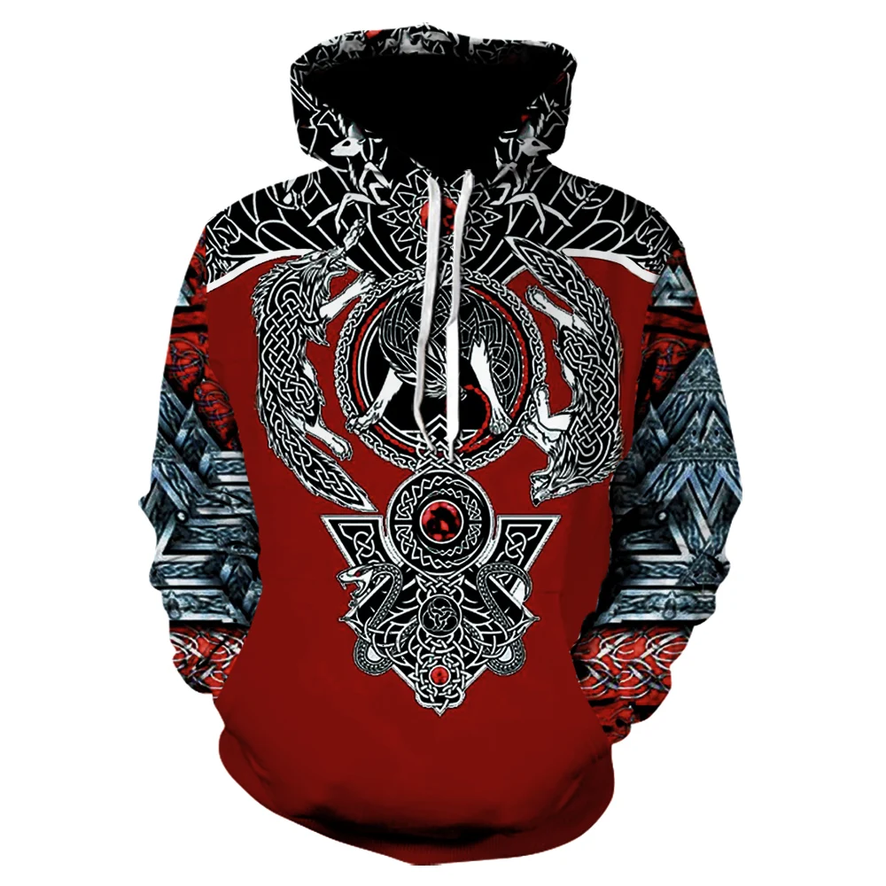Viking Varną, Tatuiruotė 3D Atspausdintas Vyrų Hoodies Retro Harajuku Mados Gobtuvu Palaidinukė Rudenį Bliuzono Atsitiktinis streetwear hoodie
