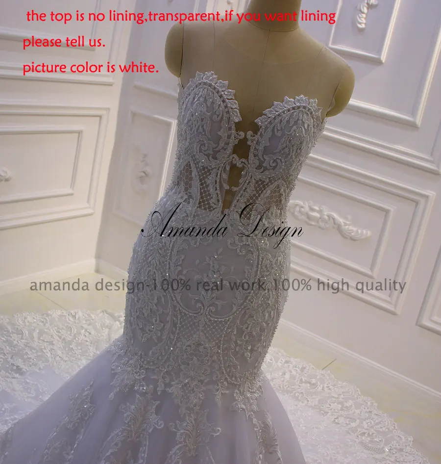 Amanda Dizaino vestidos novias boda Bžūp Rankovėmis Nėrinių Appliques Undinė Vestuvių Suknelė Su Žaliuoju