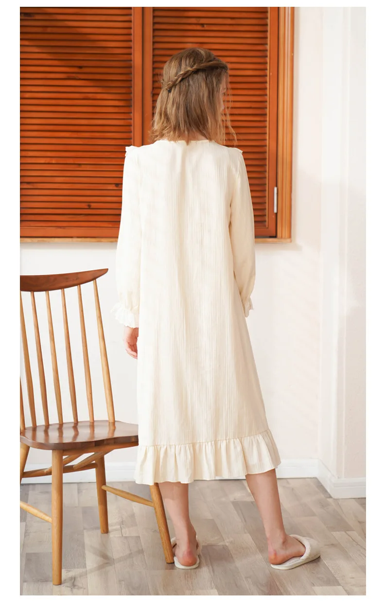 Moterų Sleepwear Pyjama Nustatyti Medvilnės Ilgomis Rankovėmis Prarasti Naktiniai Drabužiai Lankas Ruffles Hem Saldus Nighty Moterų Laisvalaikio Namuose Dėvėti Drabužiai