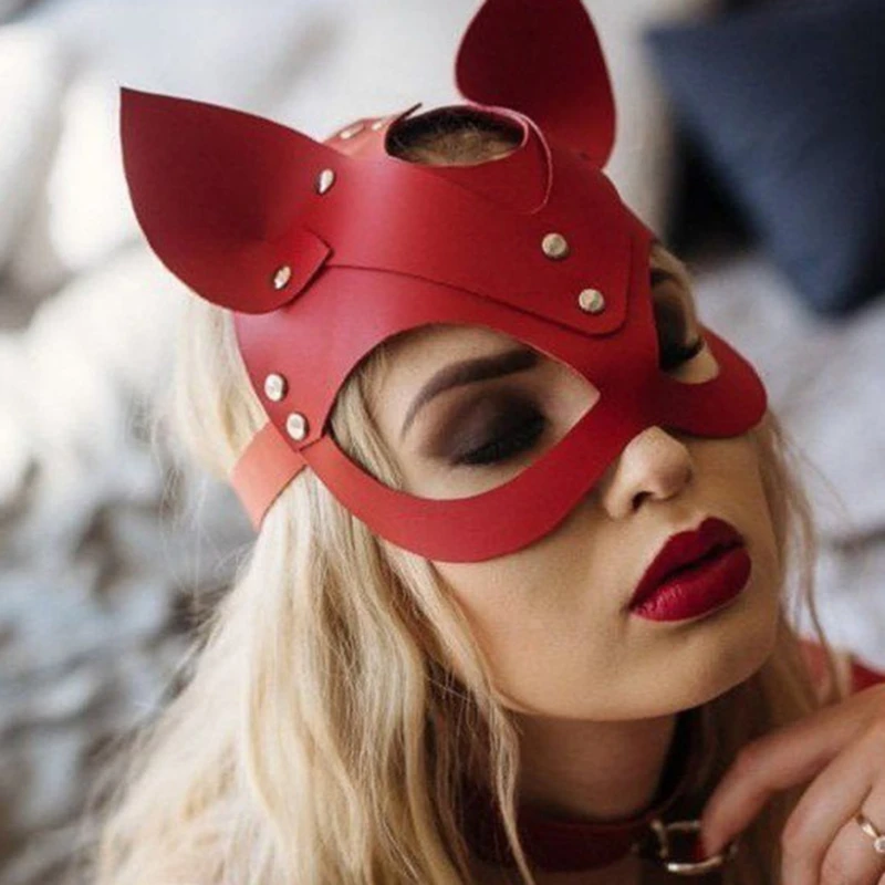 2020 Mados Catwoman puskauke Cosplay Seksualus Kostiumai, Rekvizitas, Latekso Suaugusiųjų PU Suaugusių Kačių Žaisti Maskuotis Kaukė